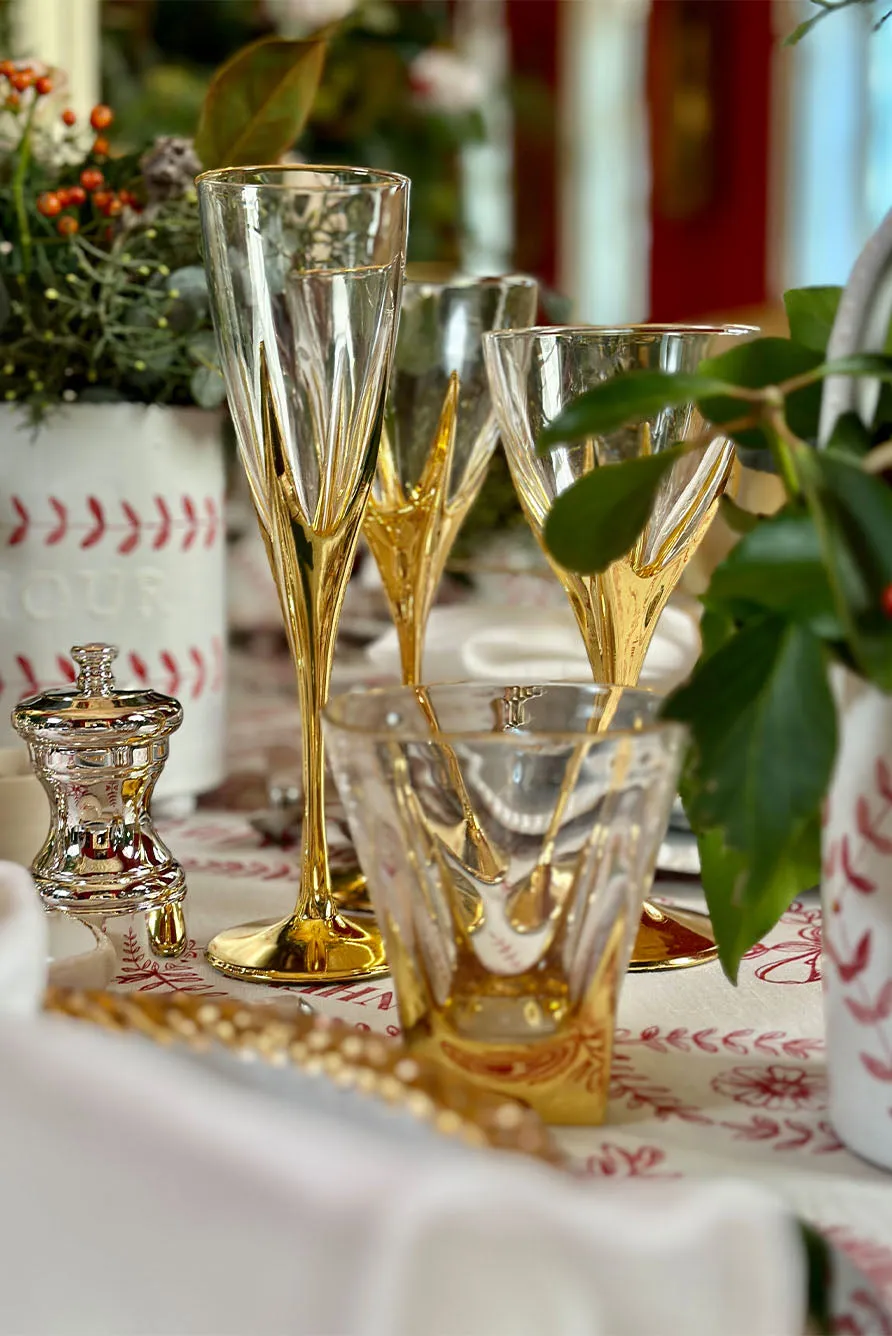 Gold Art Deco Hand Decorated White Wine Glass