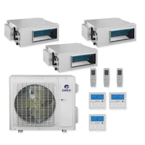 GREE Multi Gen2 Series 30,000 BTU 3-Zone Concealed Duct 12K 12K 12K Ductless Mini-Split System