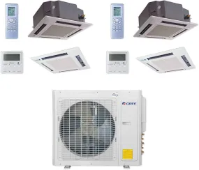 GREE Multi  Ultra Series 24,000 BTU 2-Zone Ceiling Cassette 18K 12K Ductless Mini-Split System