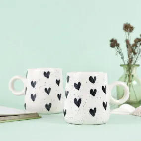 Green Route Black Hearts Coffee Mug | Coffee Mug | 350Ml - Ceramic