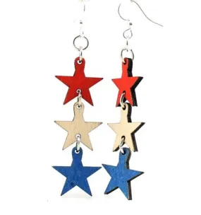 Green Tree 4th of July Star Earrings #1145