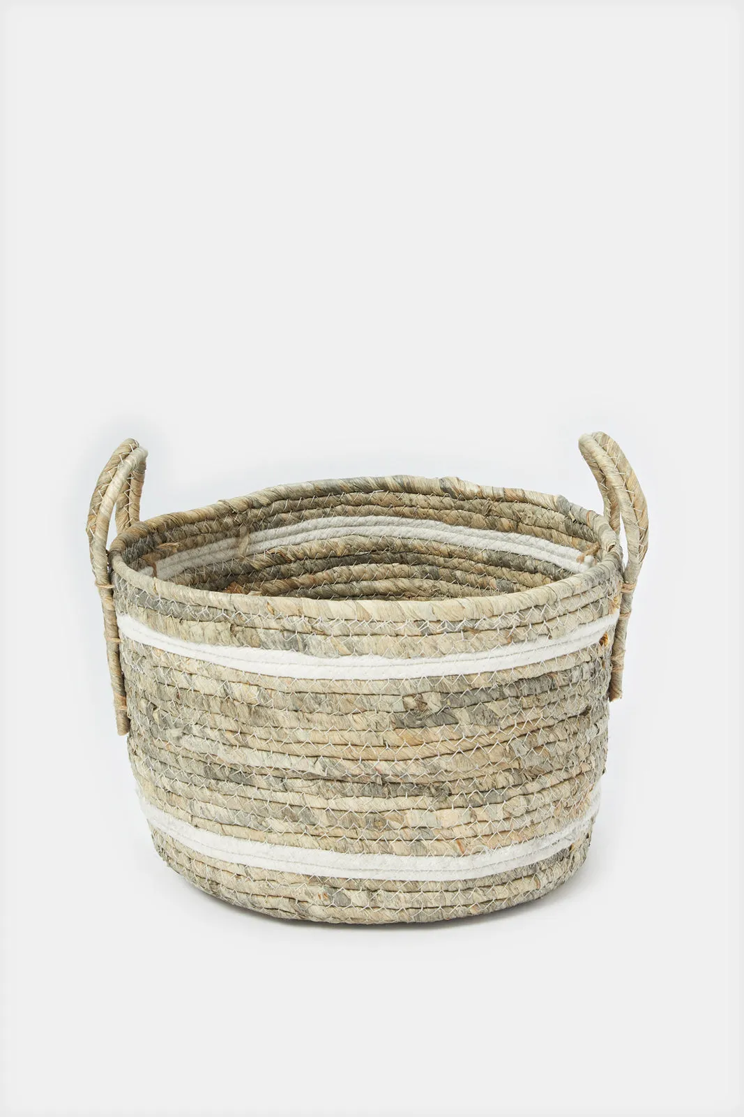 Grey Waves Round Grass Storage Basket (L)