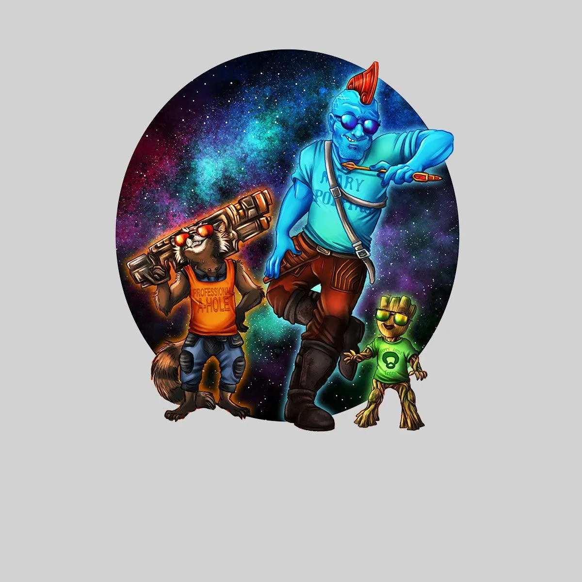 Guardians of the galaxy Baby Groot Rocket and Yondu Adult T-shirt