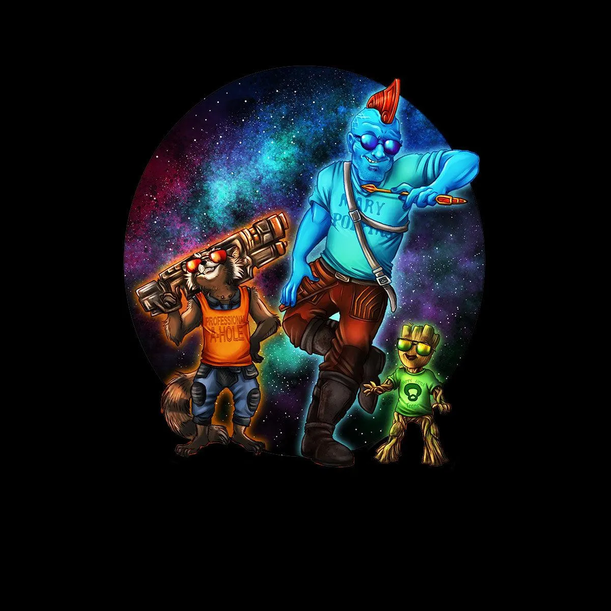 Guardians of the galaxy Baby Groot Rocket and Yondu Adult T-shirt