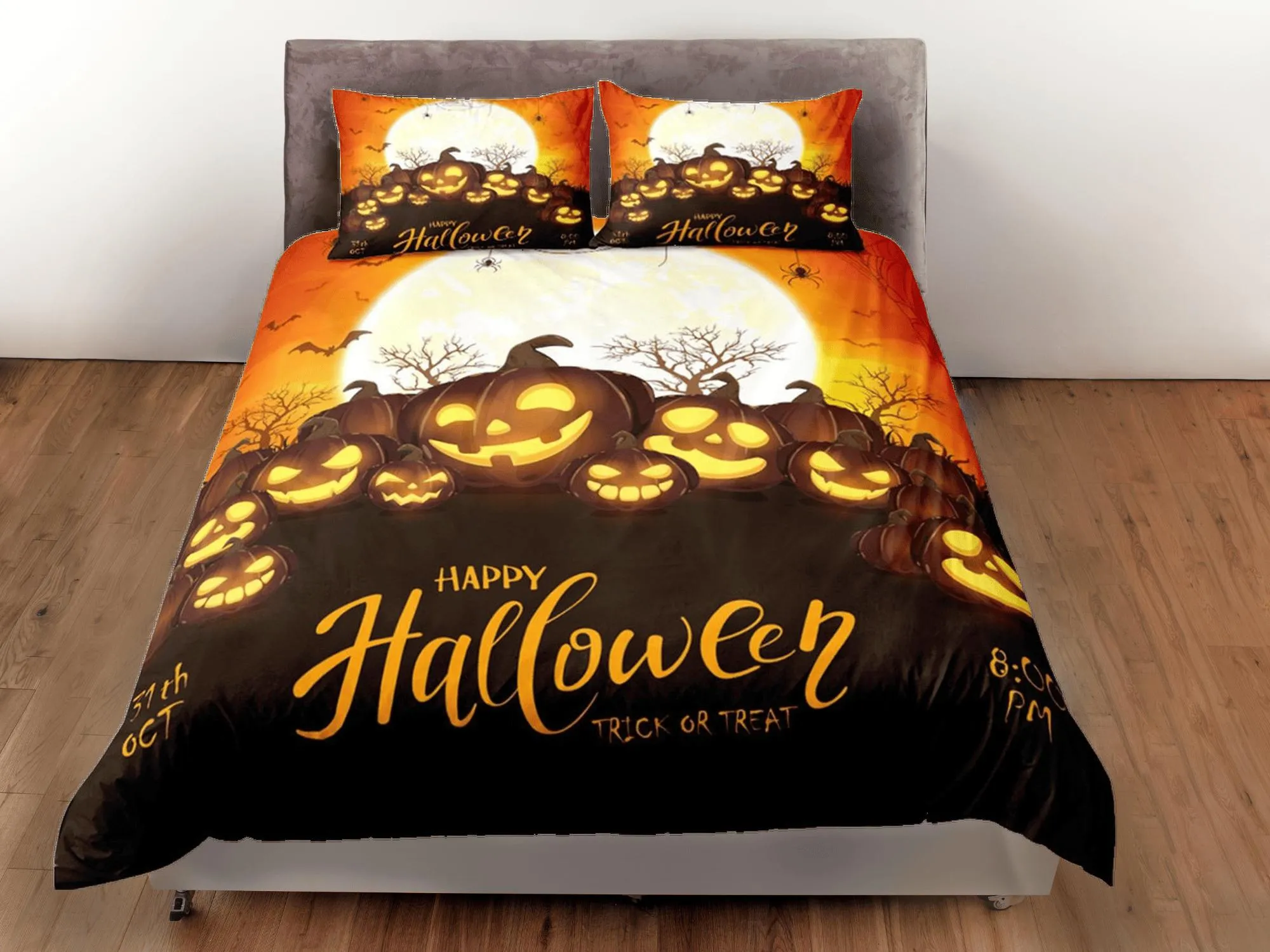 Happy Halloween bedding & pillowcase, gothic duvet cover, dorm bedding, halloween decor goth bedding, halloween gift, toddler bedding