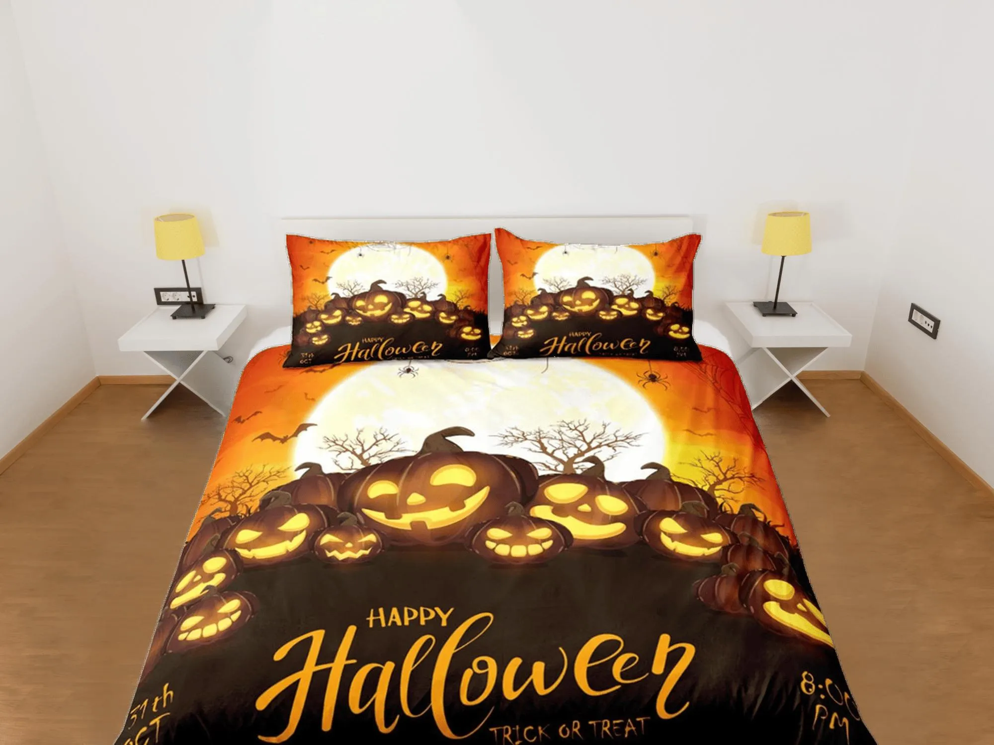 Happy Halloween bedding & pillowcase, gothic duvet cover, dorm bedding, halloween decor goth bedding, halloween gift, toddler bedding