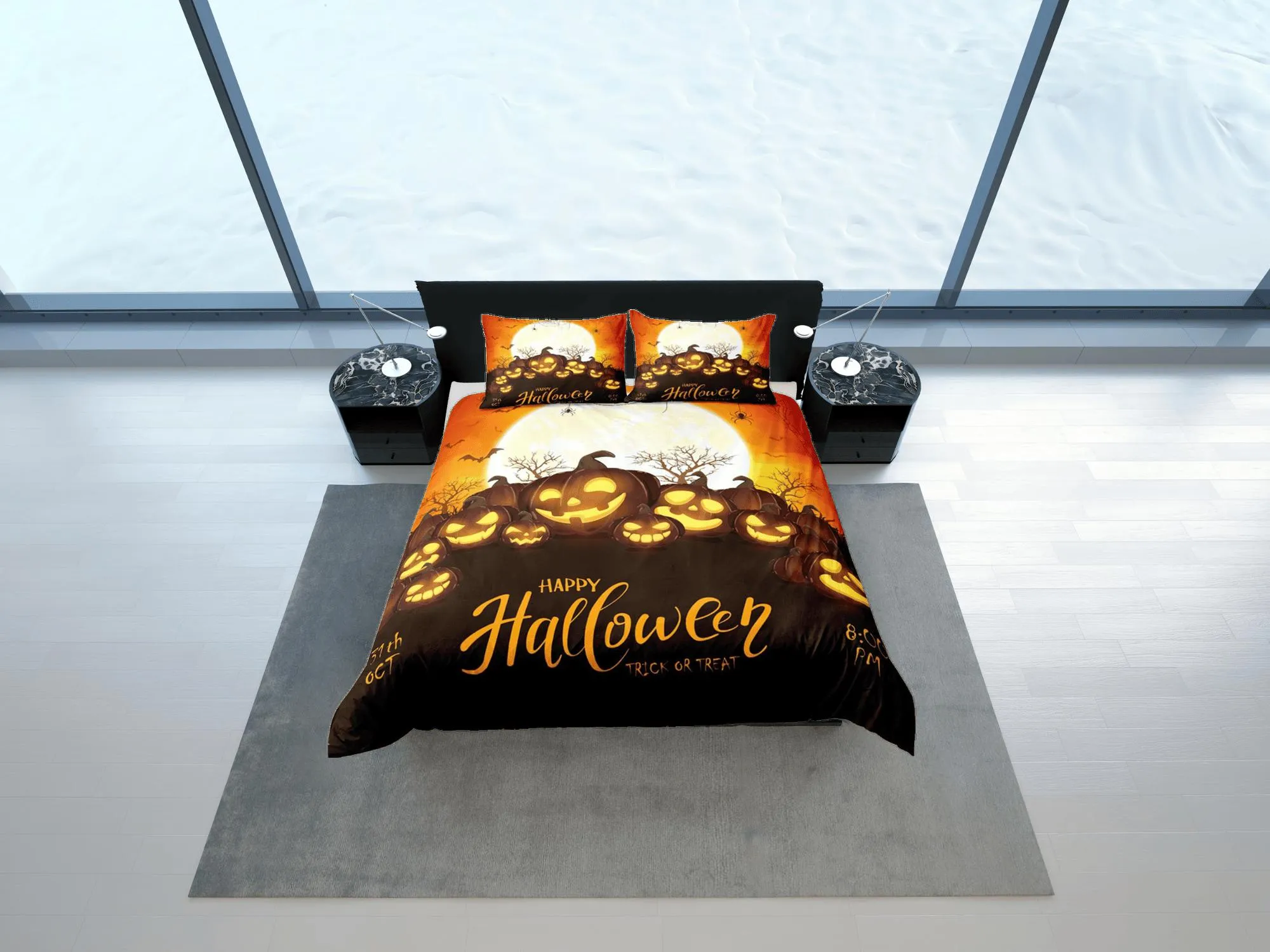 Happy Halloween bedding & pillowcase, gothic duvet cover, dorm bedding, halloween decor goth bedding, halloween gift, toddler bedding