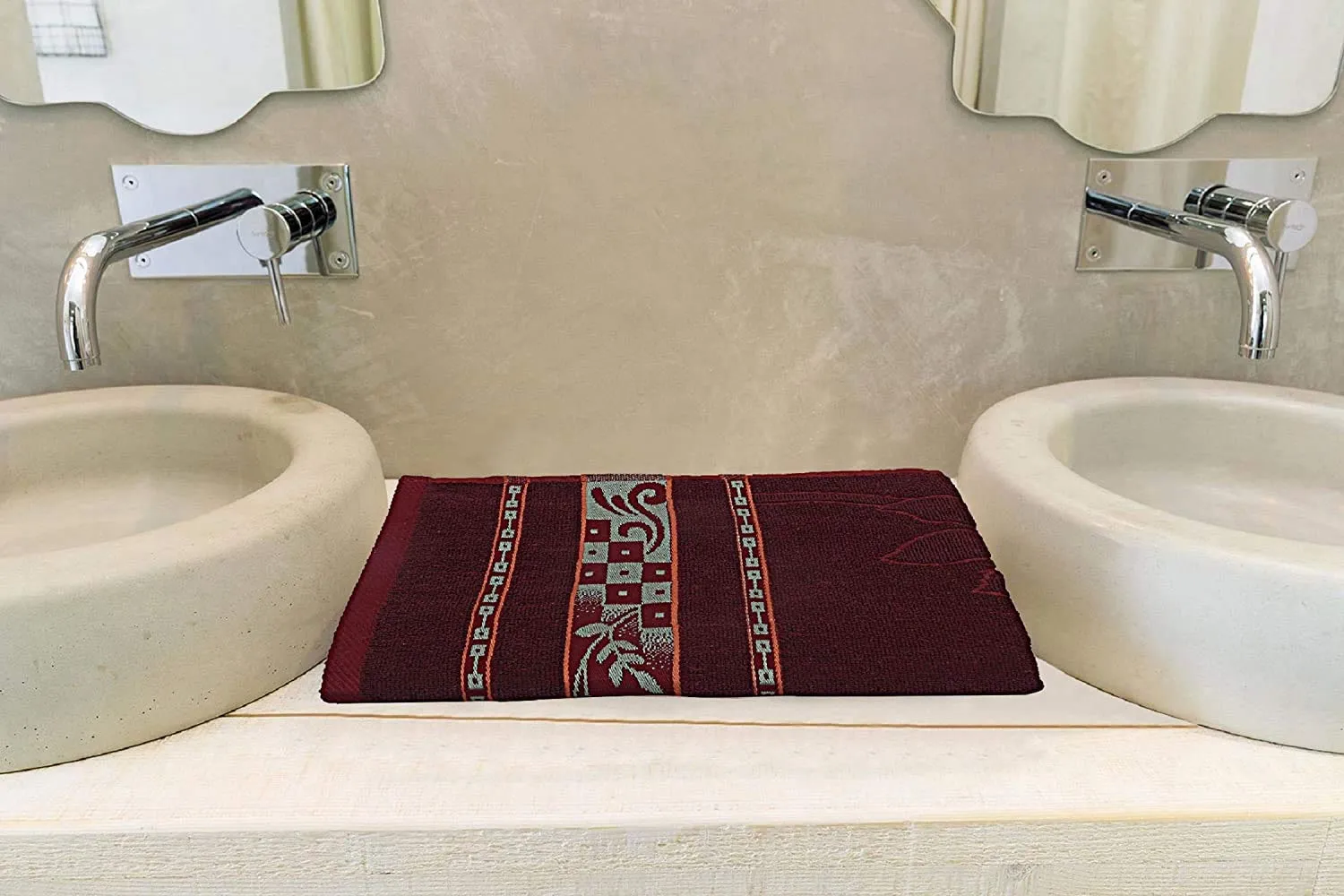 Heart Home 100% Cotton 3 Pieces Bath Towel 27" x54” (Maroon) - CTHH1229