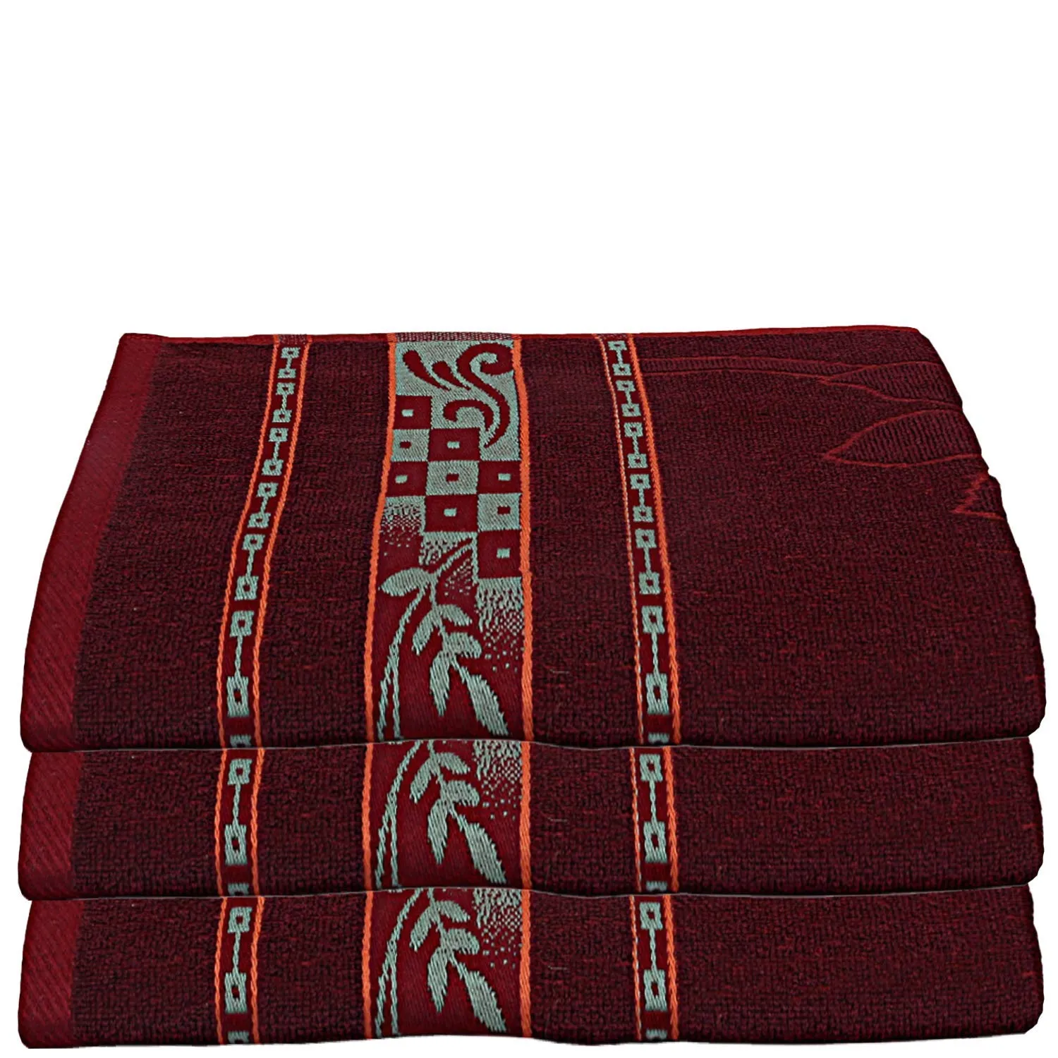 Heart Home 100% Cotton 3 Pieces Bath Towel 27" x54” (Maroon) - CTHH1229