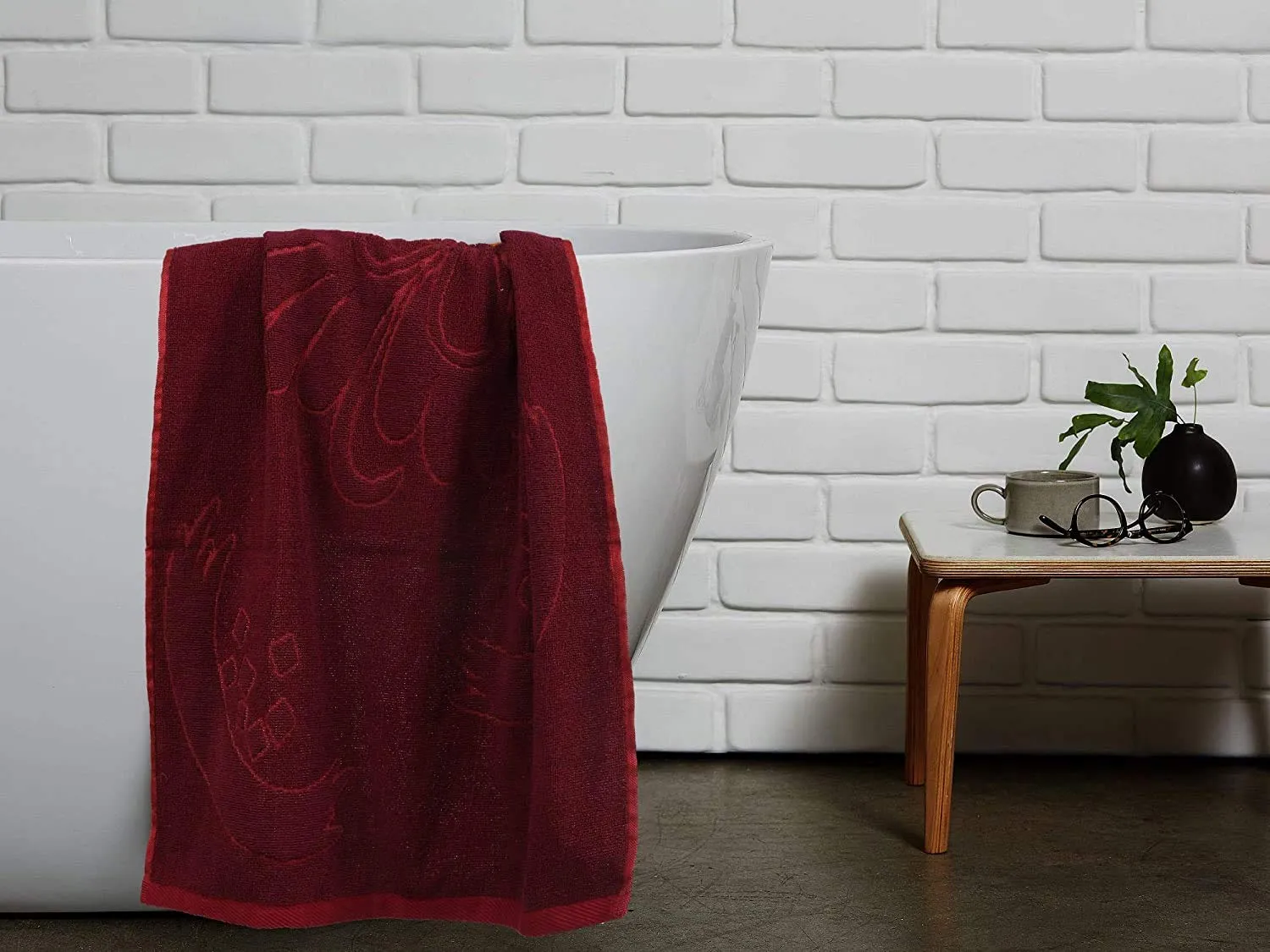 Heart Home 100% Cotton 3 Pieces Bath Towel 27" x54” (Maroon) - CTHH1229