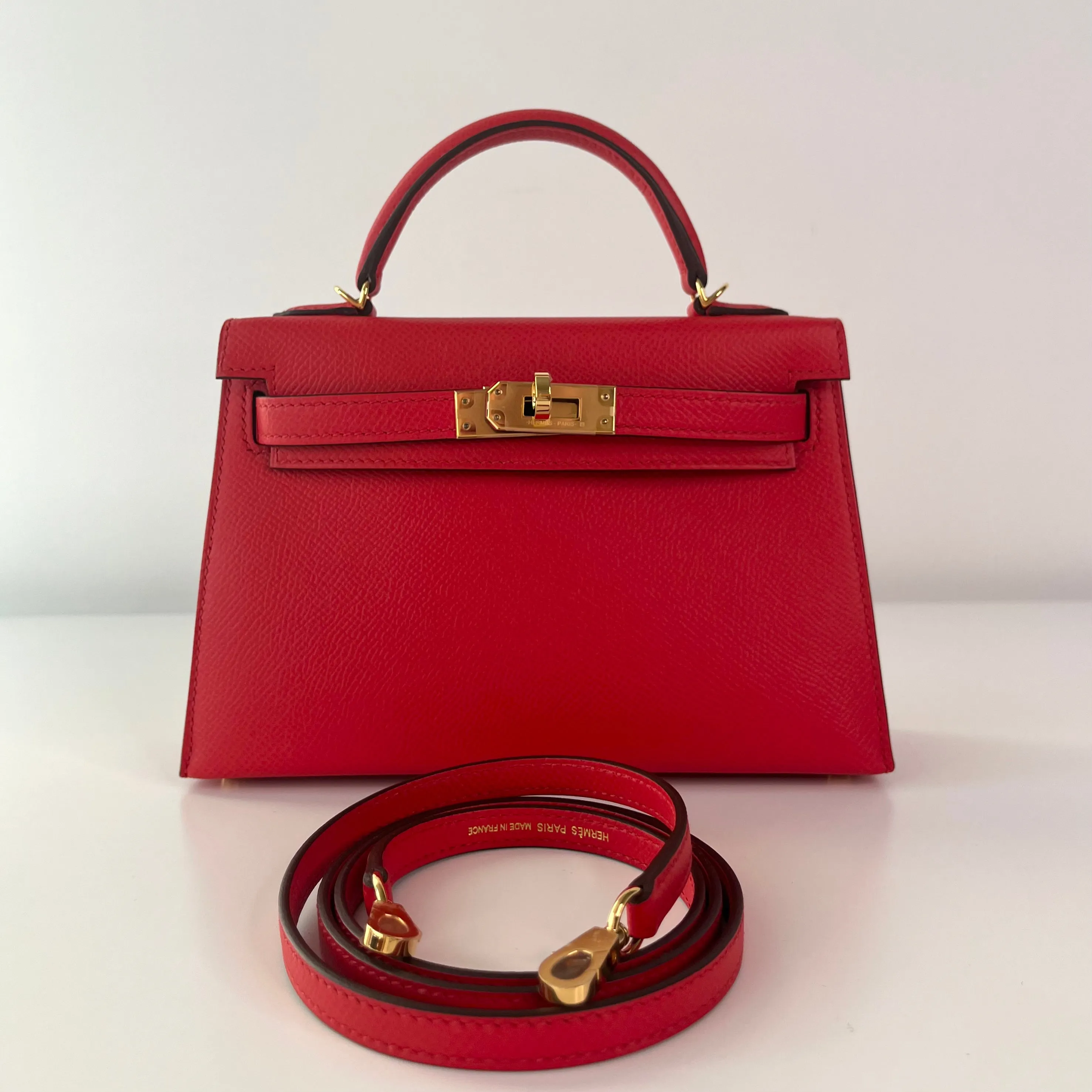 Hermés Kelly 20 Rouge De Coeur Epsom Gold Hardware