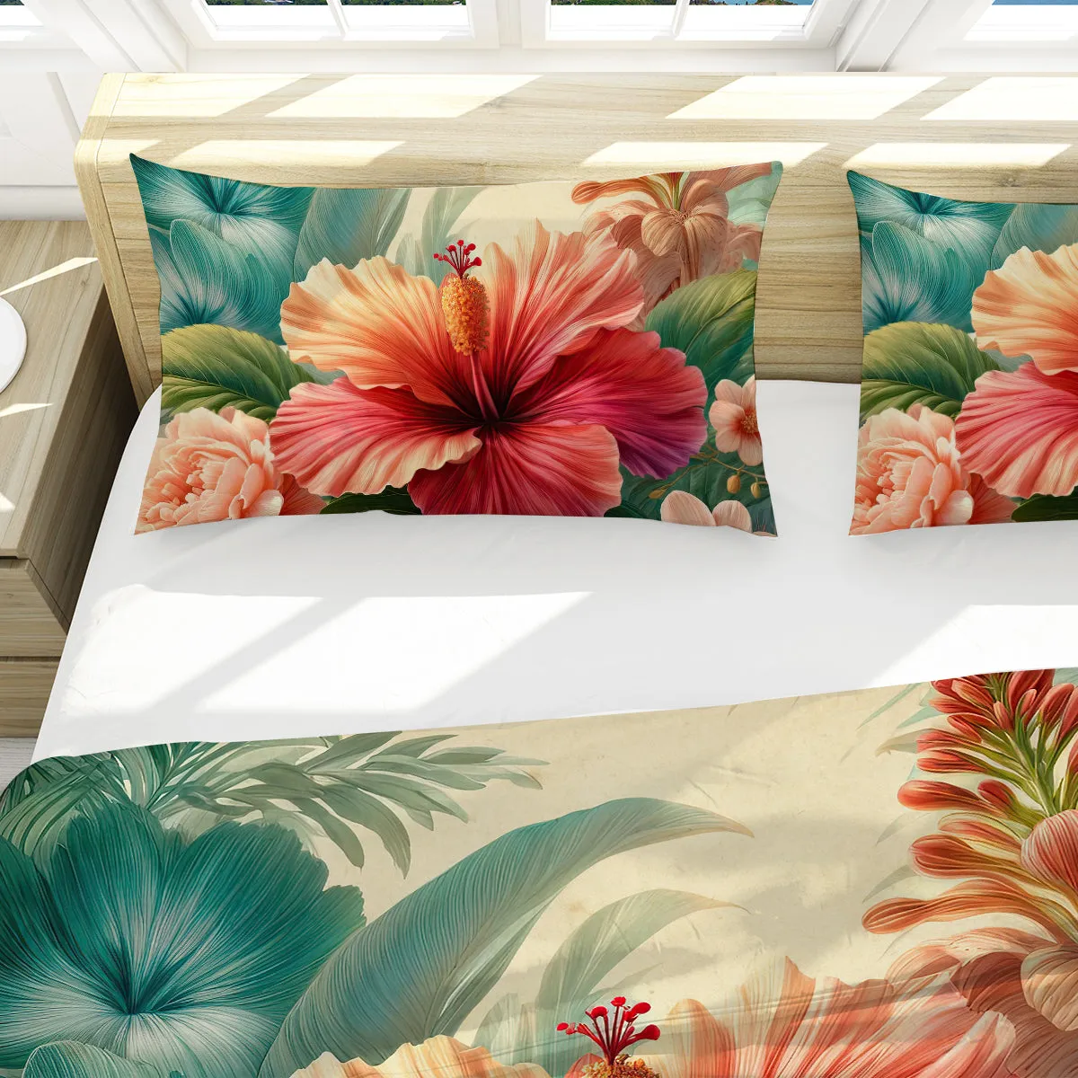 Hibiscus Flower Reversible Bedcover Set