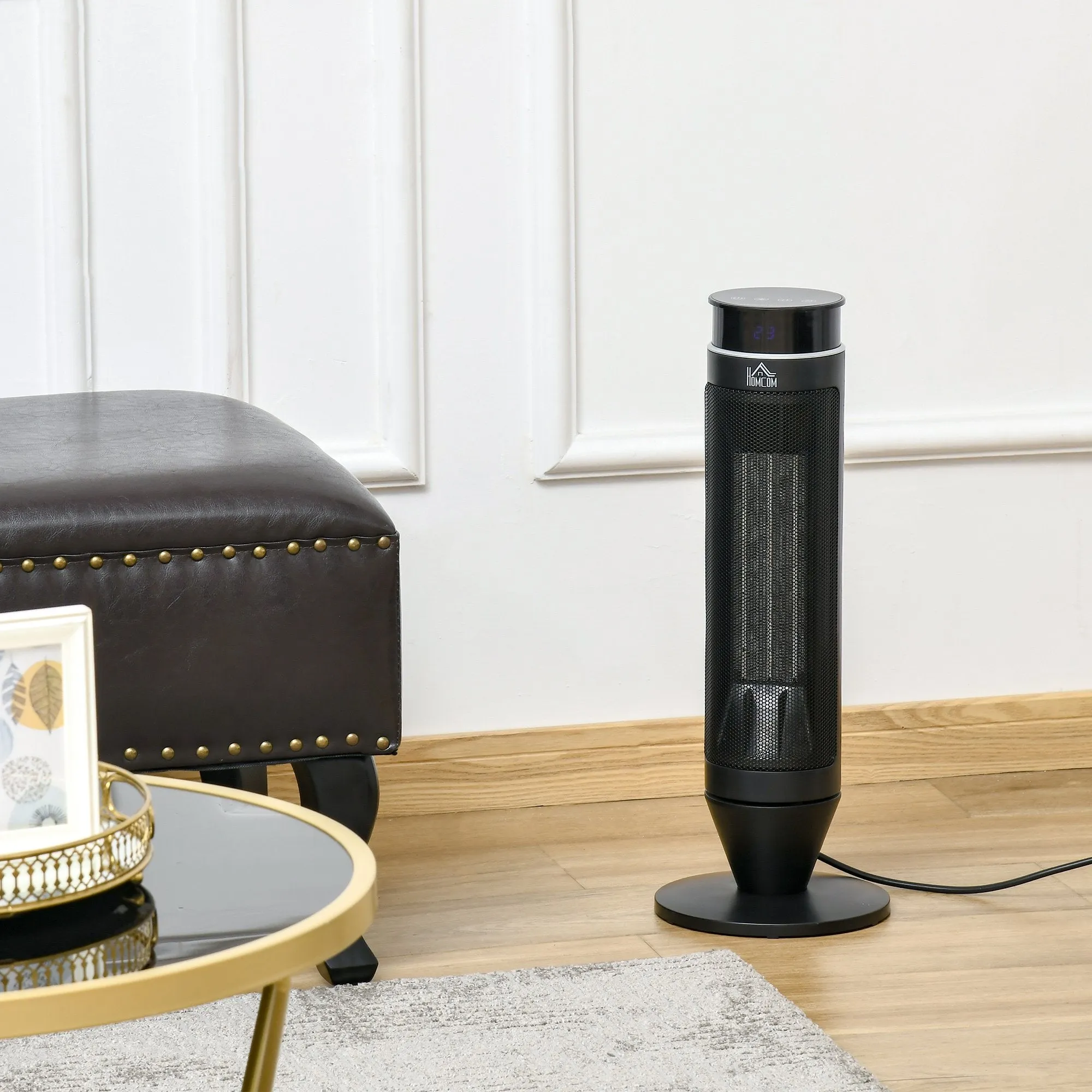 HOMCOM Ceramic Tower Indoor Space Heater w/ 42° Oscillation Remote Control Timer - Black