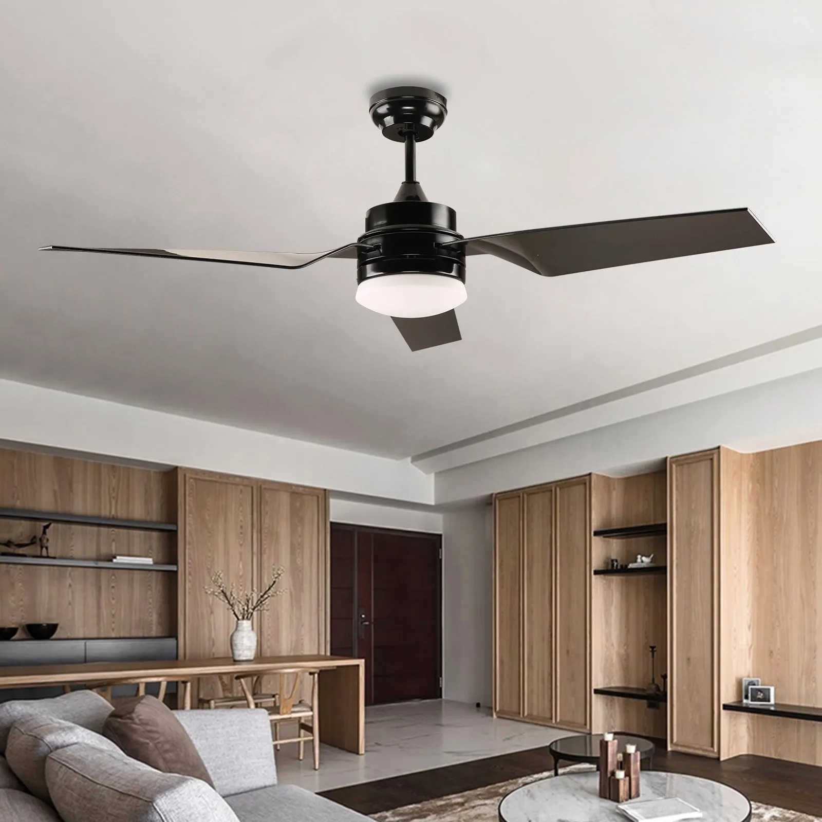 HONOLULU 132cm / 52 inch 3 Blade DC Modern Ceiling Fan with LED light 4000K Black