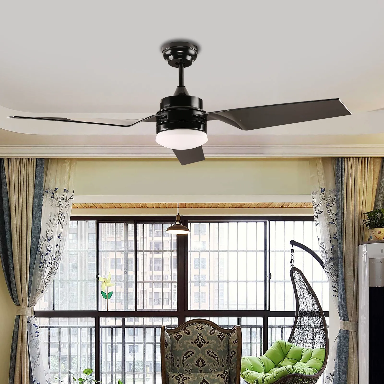 HONOLULU 132cm / 52 inch 3 Blade DC Modern Ceiling Fan with LED light 4000K Black