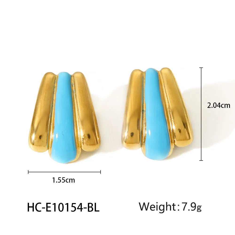 IG Style Fan-Shape Geometric Stainless Steel Electroplating Earrings