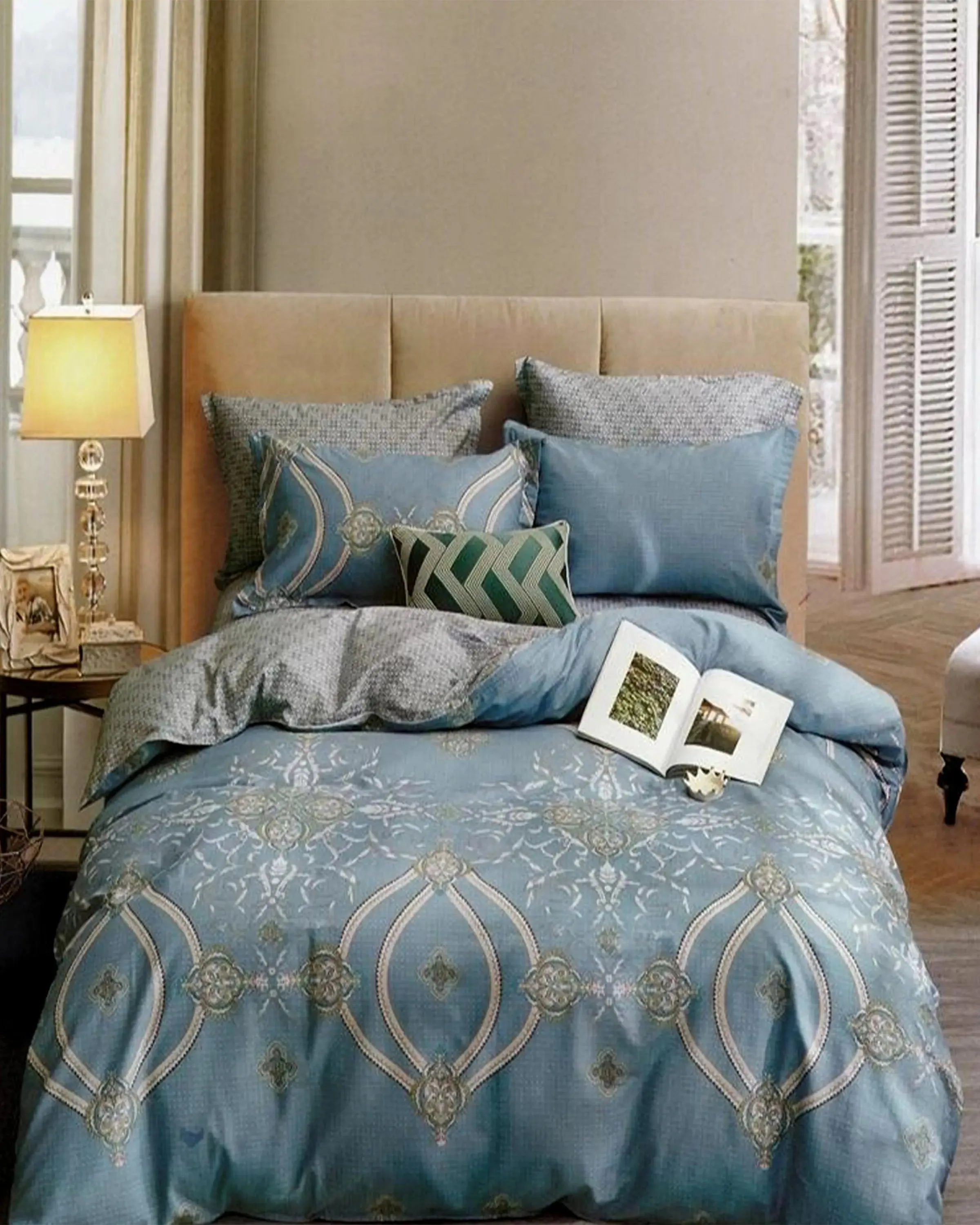 Jakob Blue Printed Bedsheet Set