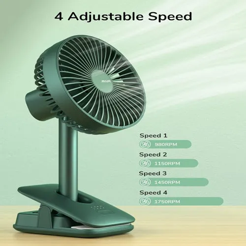 JISULIFE FA13R 8000mAh Upgraded Rotating Clip Fan Baby Stroller Clip Fan Desktop Fan Desk Clamp Table Fan