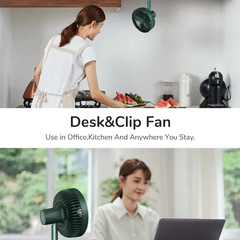 JISULIFE FA13R 8000mAh Upgraded Rotating Clip Fan Baby Stroller Clip Fan Desktop Fan Desk Clamp Table Fan