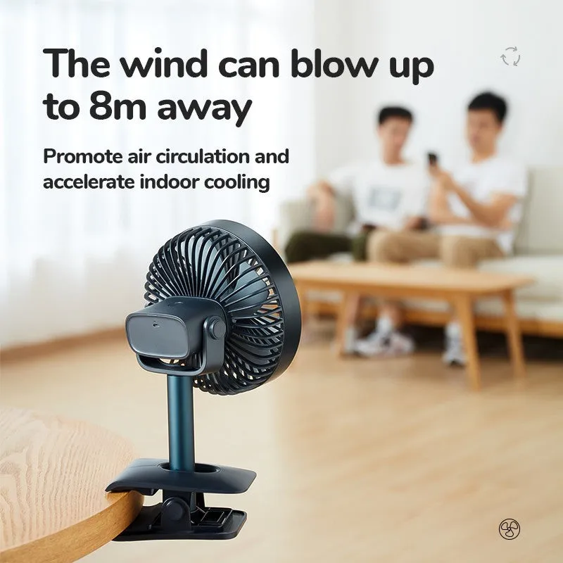 JISULIFE FA13R 8000mAh Upgraded Rotating Clip Fan Baby Stroller Clip Fan Desktop Fan Desk Clamp Table Fan