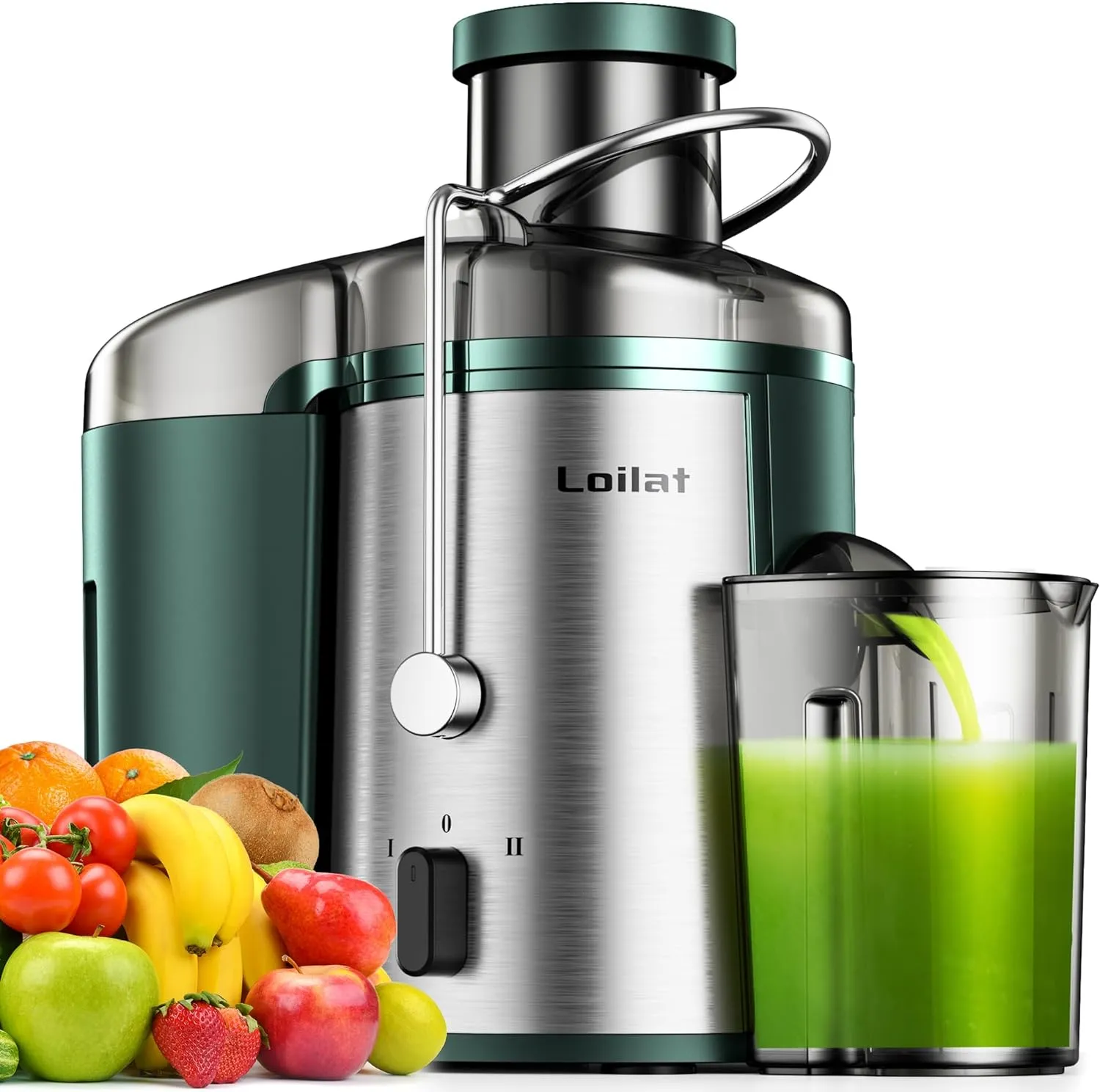 Juicer Machine, 500W Juicer with 3” Wide Mouth for Whole Fruits and Veg, Centrifugal Juice Extractor with 3-Speed Setting, Easy to Clean, Stainless Steel, BPA Free (Black)