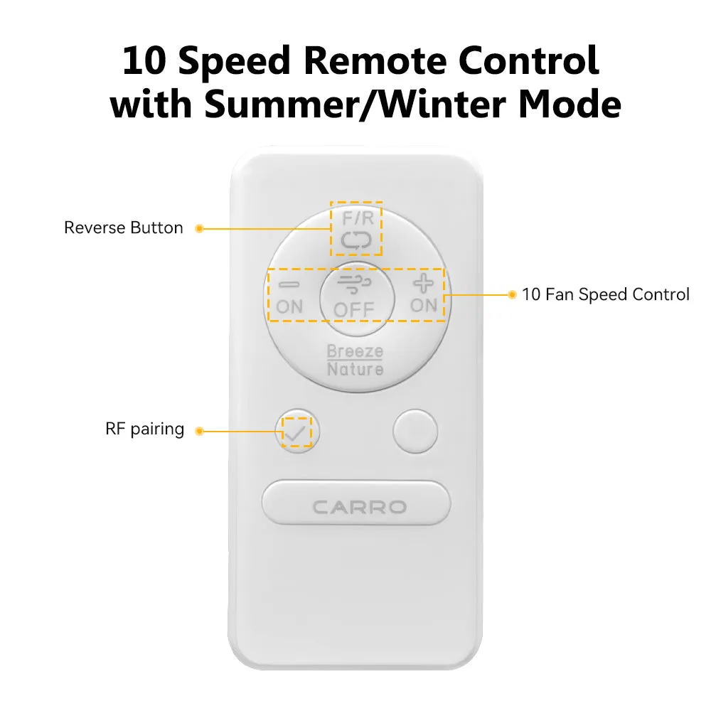 Kade 56 inch DC Motor Ceiling Fan with Remote and Wall Switch(NO LED)