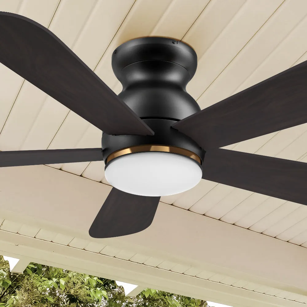 Kaze Low Profile Outdoor Smart Ceiling Fan with LED Light Remote 48"