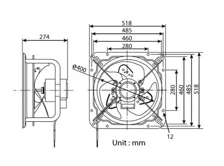 KDK 45GSC Industrial Ventilating Fan (High Pressure) 45cm