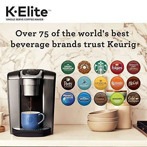 Keurig K-Elite Coffee Maker, Single Serve K-Cup Pod Coffee Brewer, With Iced Coffee Capability, Brushed Slate