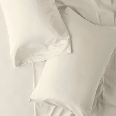 King 300 Thread Count Temperature Regulating Solid Pillowcase Set Natural - Casaluna