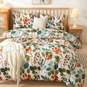 King Size without Filler 6 Pieces, Green Color Leaves Design