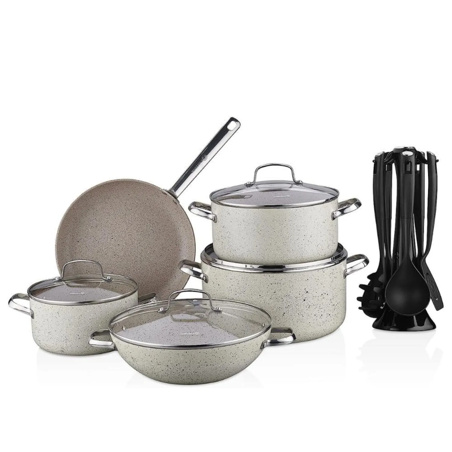 Korkmaz Granita 2Xl 15 Pcs Induction Base Cookware Set