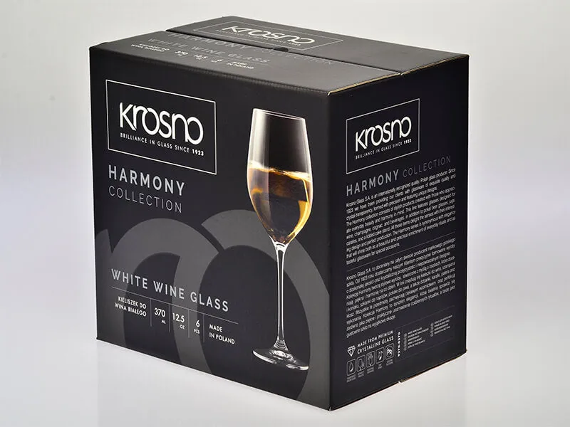 Krosno Harmony Wine Glasses 370ml 6pc (Made in Poland)