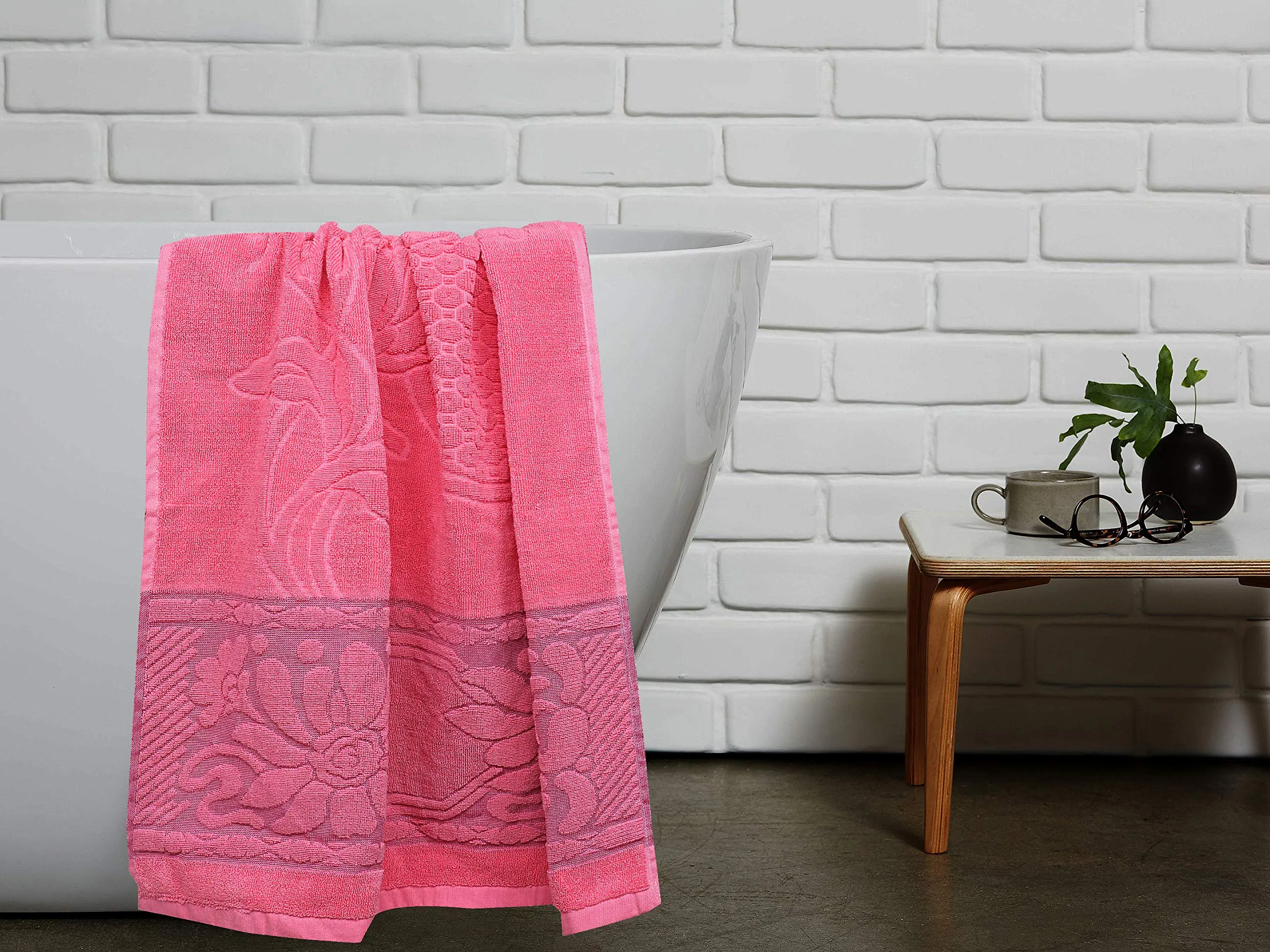 Kuber Industries 100 Percent Cotton 2 Pieces Full Size Bath Towel 30"x60" (Pink), CTKTC13796