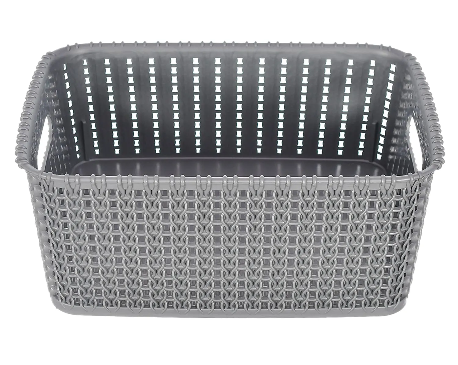 Kuber Industries Multiuses Large M 20 Plastic Basket/Organizer With Lid- Pack of 3 (Grey) -46KM073