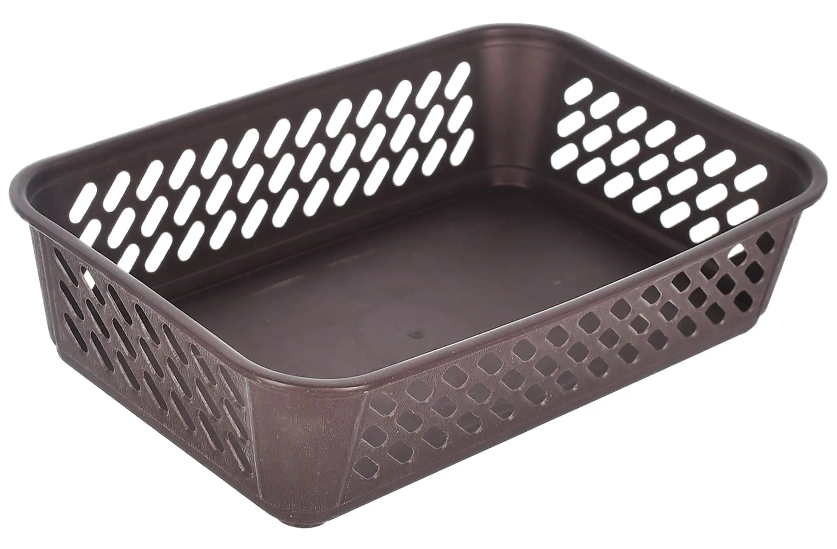 Kuber Industries Multiuses Super Tidy Plastic Tray/Basket/Organizer- Pack of 2 (Brown) -46KM0565