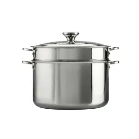 Le Creuset 3-Ply Stainless Steel Stockpot with Lid & Deep Colander Insert, 9-Quart