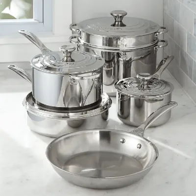 Le Creuset Signature Tri-Ply Stainless Steel 10-Piece Cookware Set