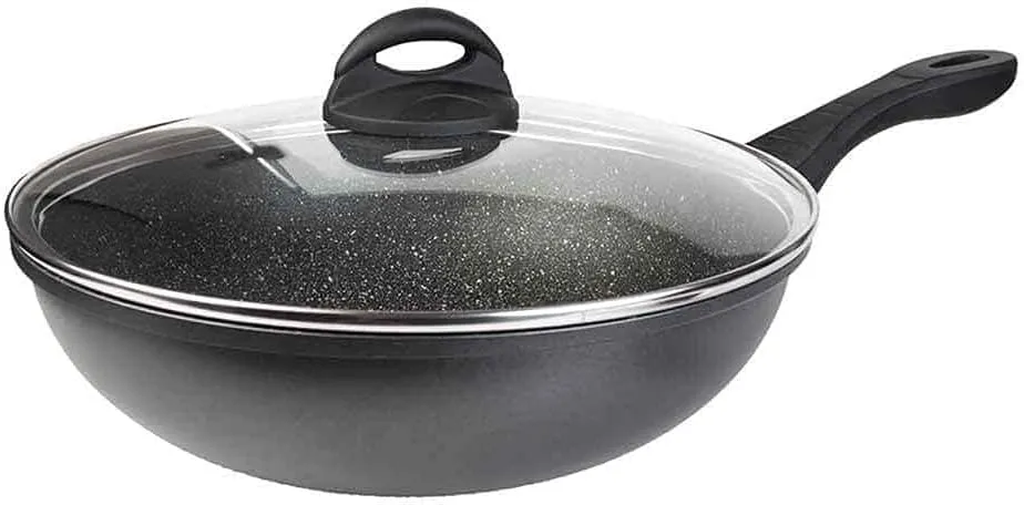 Lewis's  Sovereign Stone 28cm Scratch Resistant Easy Clean Non Stick Wok & Lid All Hobs