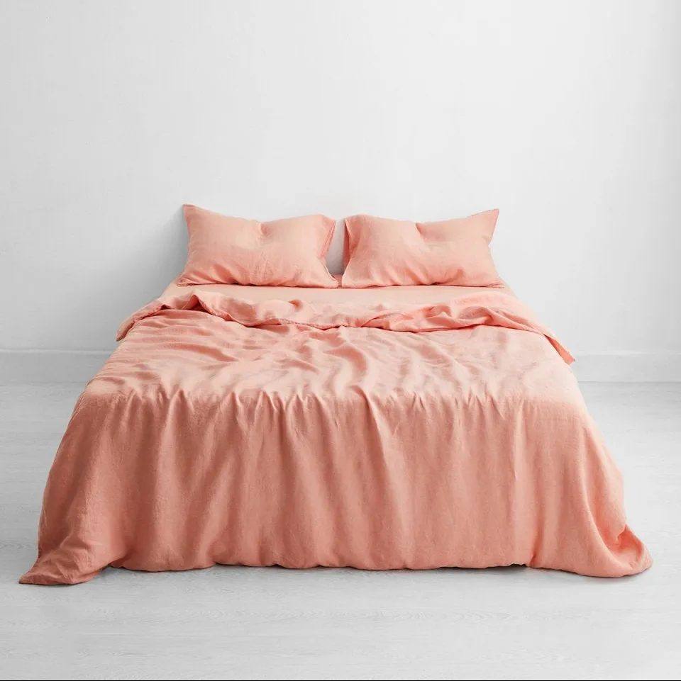 Linen Bedding Duvet Cover | 3 Pc Set | Peach