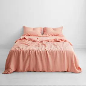 Linen Bedding Duvet Cover | 3 Pc Set | Peach