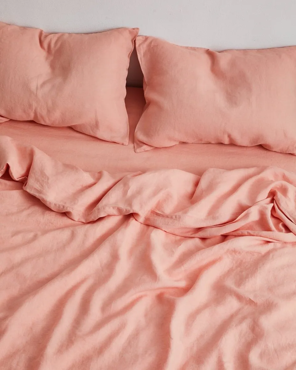 Linen Bedding Duvet Cover | 3 Pc Set | Peach