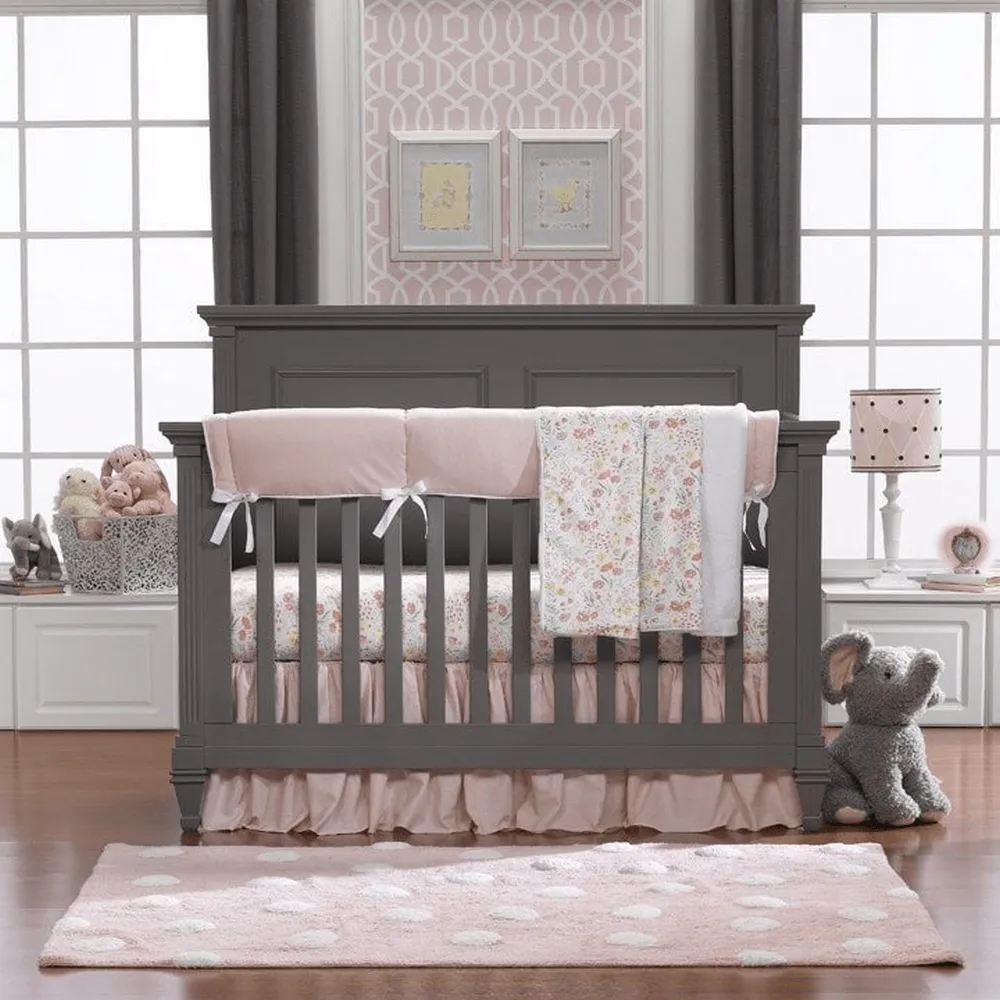 Liz and Roo Petal Pink Linen 4 PC Crib Bedding Set