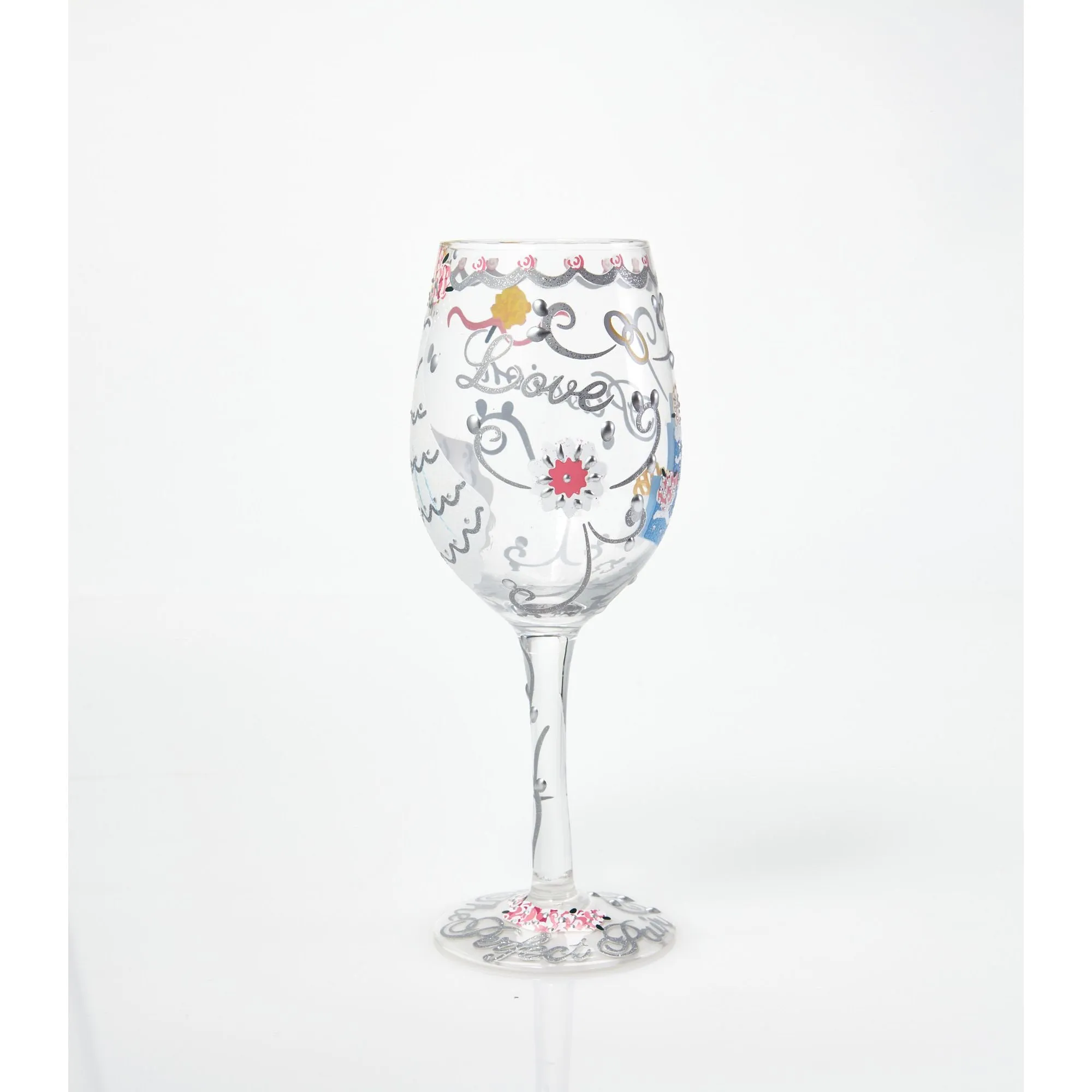 Lolita Bride Hand Painted Wine Glass, Dress Pattern