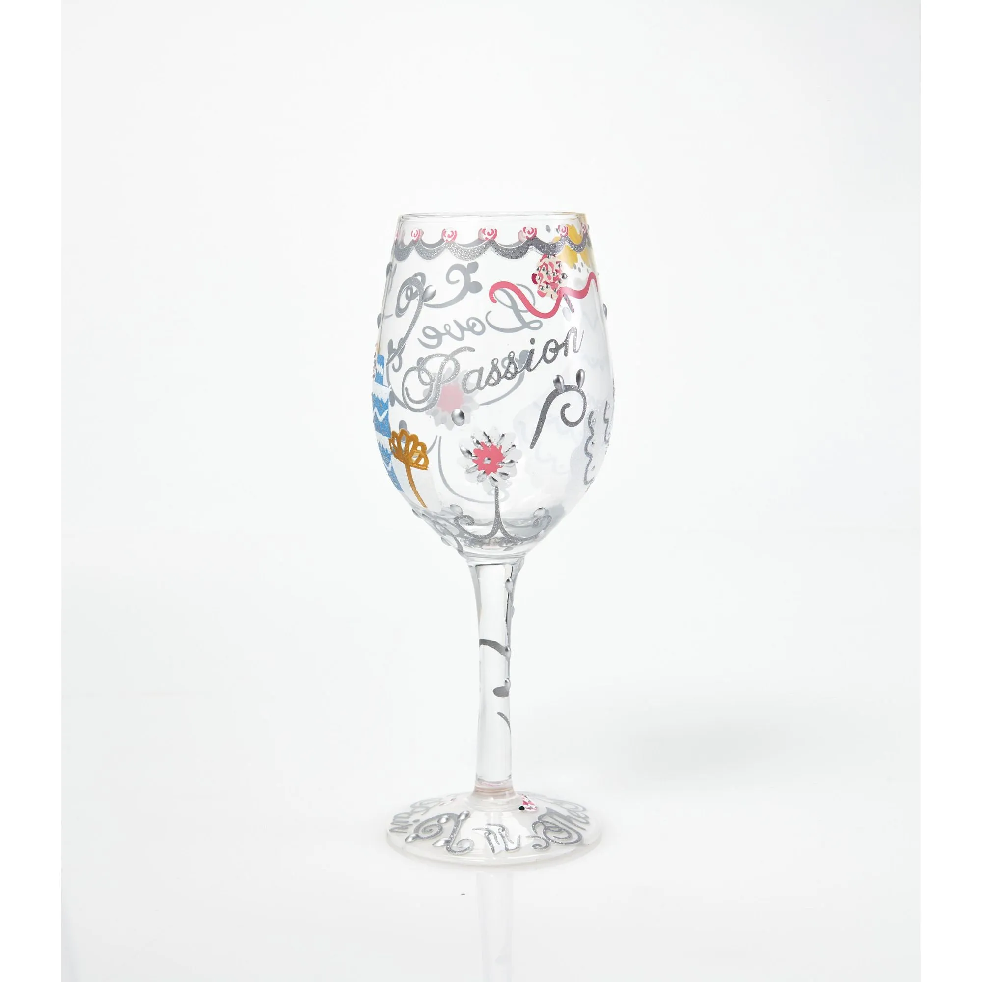 Lolita Bride Hand Painted Wine Glass, Dress Pattern