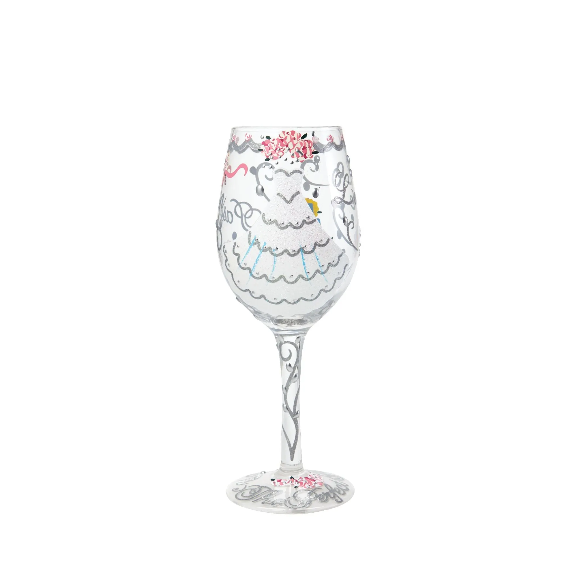 Lolita Bride Hand Painted Wine Glass, Dress Pattern