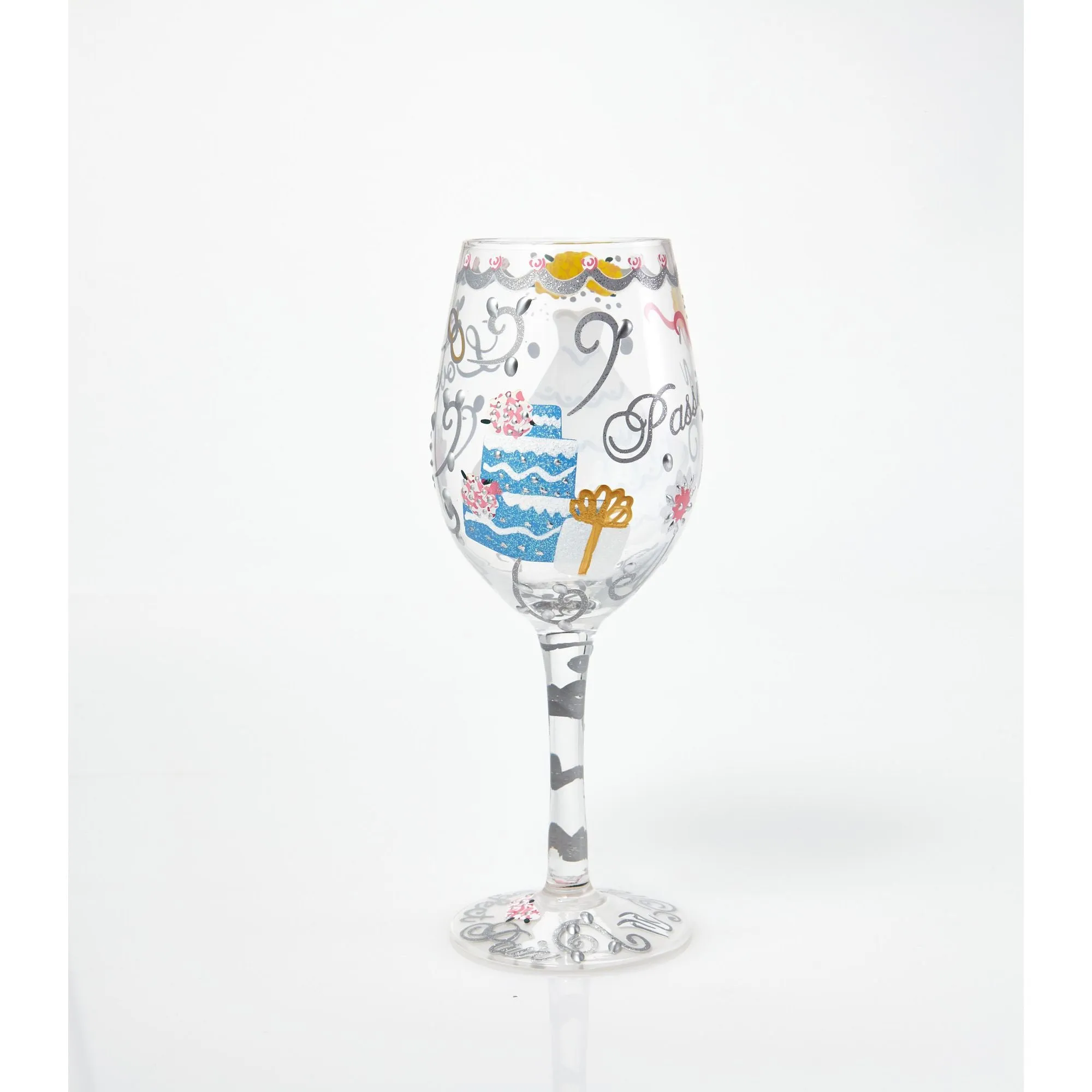 Lolita Bride Hand Painted Wine Glass, Dress Pattern