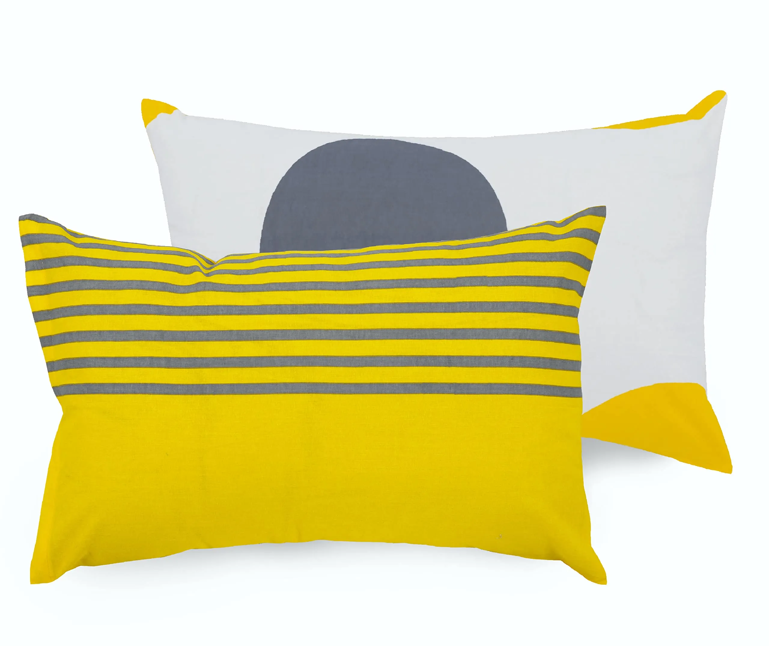 LORETO – A QUALITY LINEN BRAND 144 TC 100% Cotton Bedsheet for Double Bed with 2 Pillow Covers, Polka - Yellow & Grey