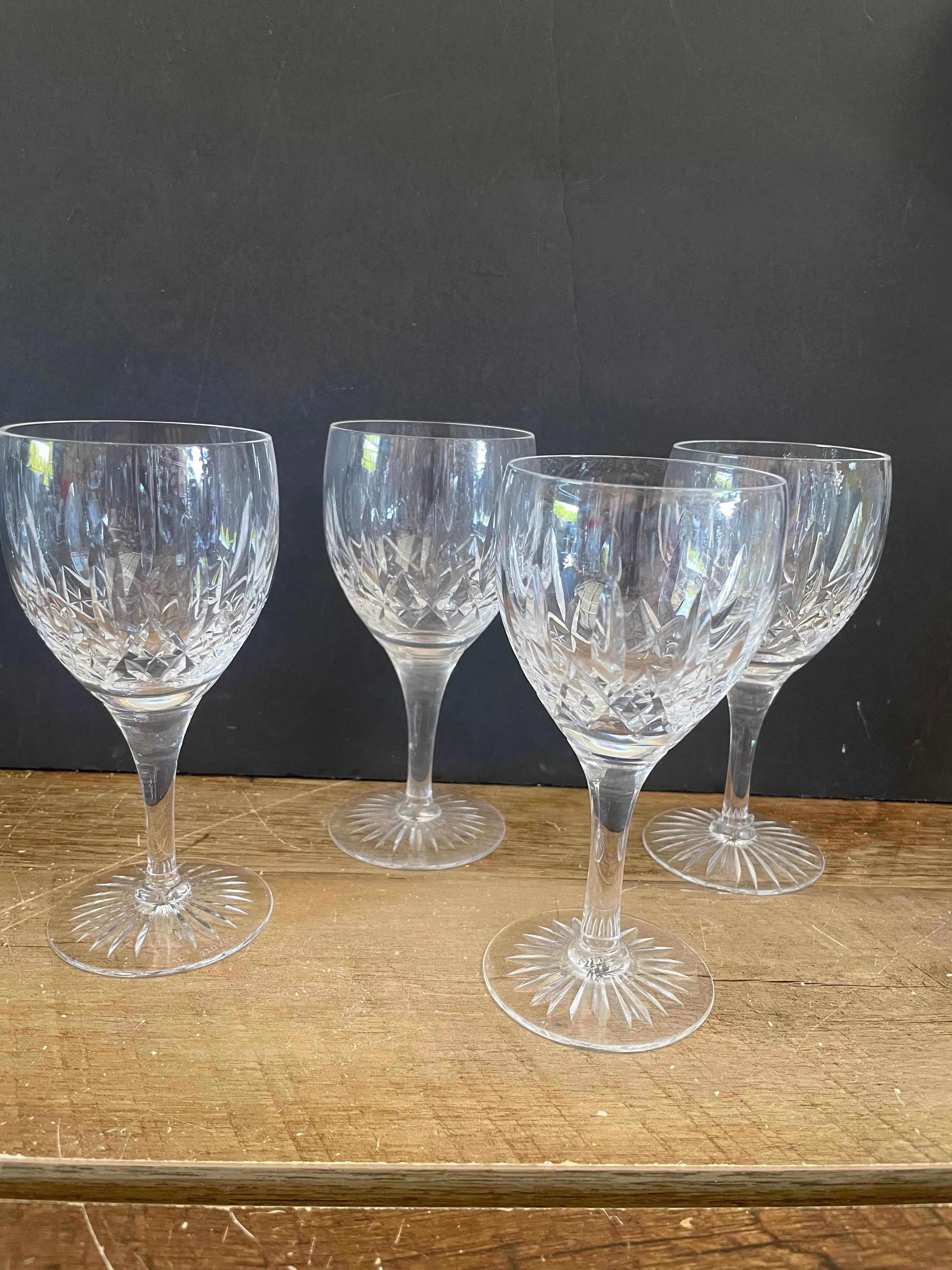 <€€ Crystal STUART GLENCOE Wine Claret Goblet 6” H x 2.75” Diam Set of 4 CR2123