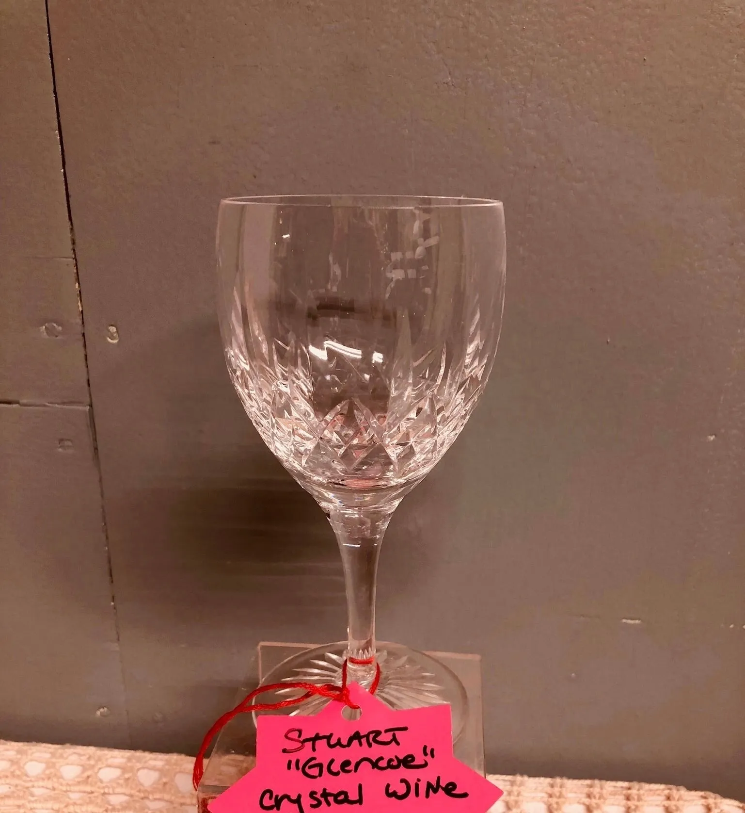 <€€ Crystal STUART GLENCOE Wine Claret Goblet 6” H x 2.75” Diam Set of 4 CR2123